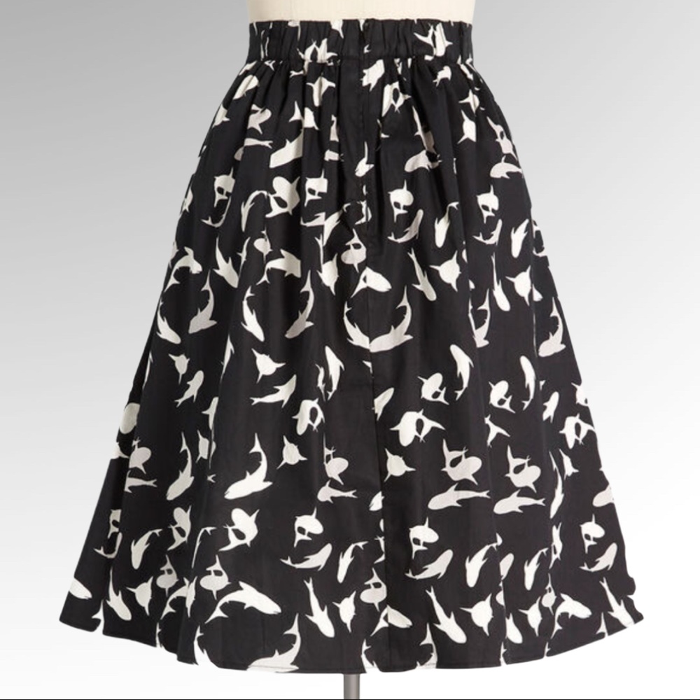 Vintage Inspired Charming Shark Cotton Skirt
